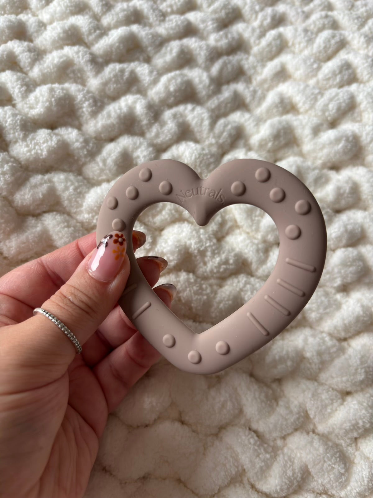 Heart Baby Teether – BPA Free Silicone, Neutral Colours