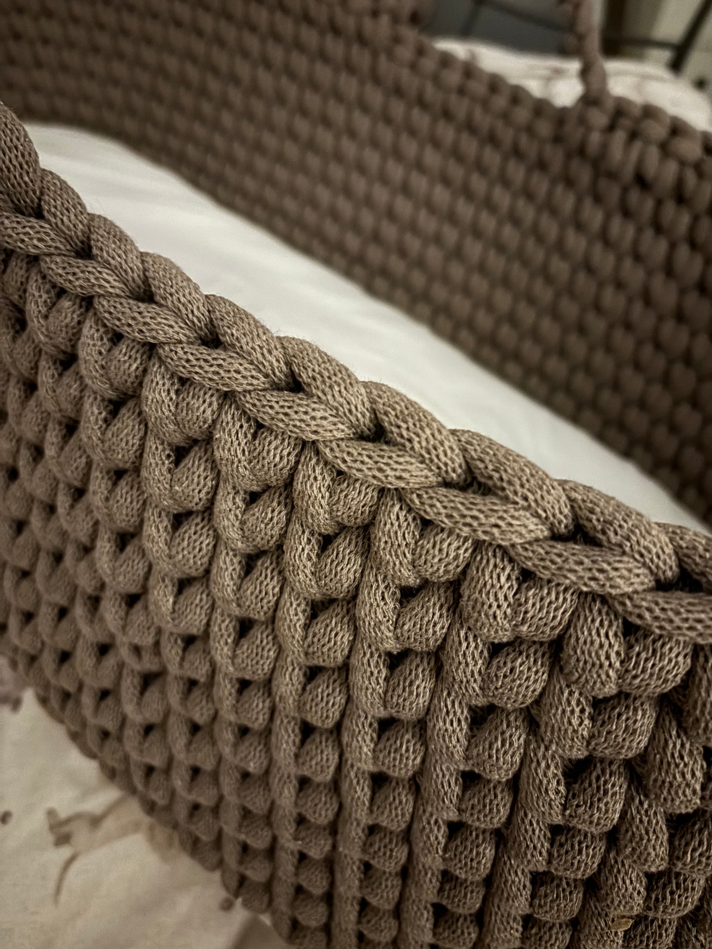 Handmade Neutral Hooded Moses Basket