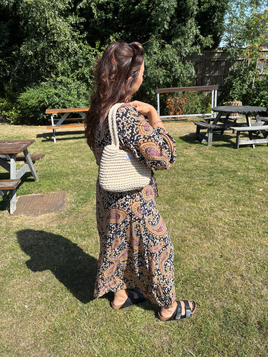 Small Crochet Beach Bag – Natural Cotton Blend