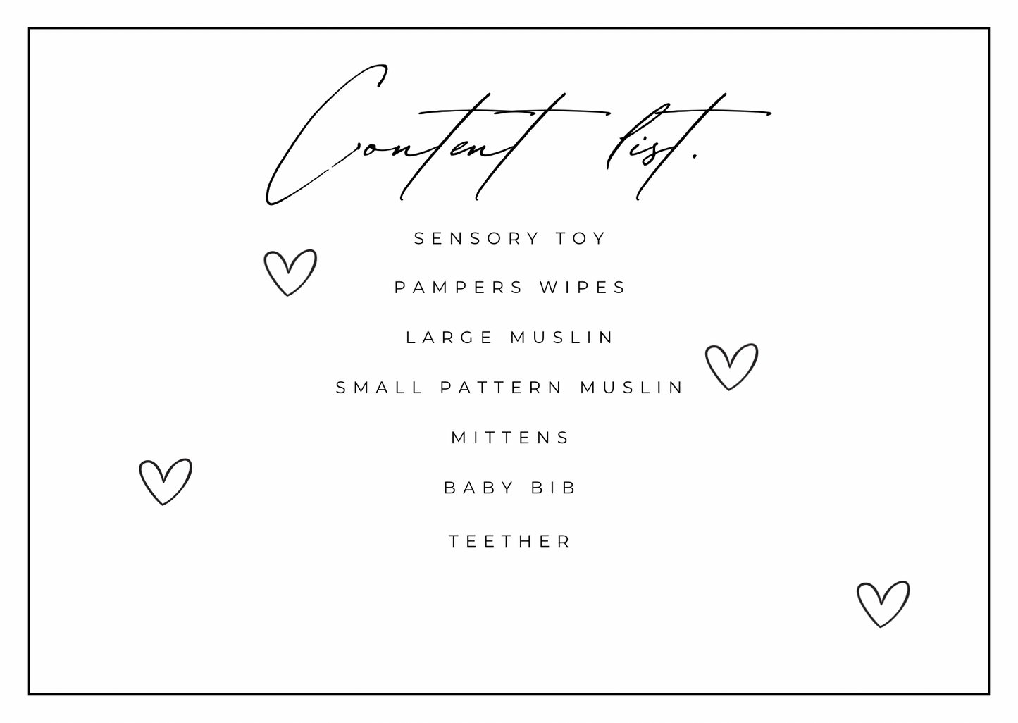 content of what is inside the little ones care package