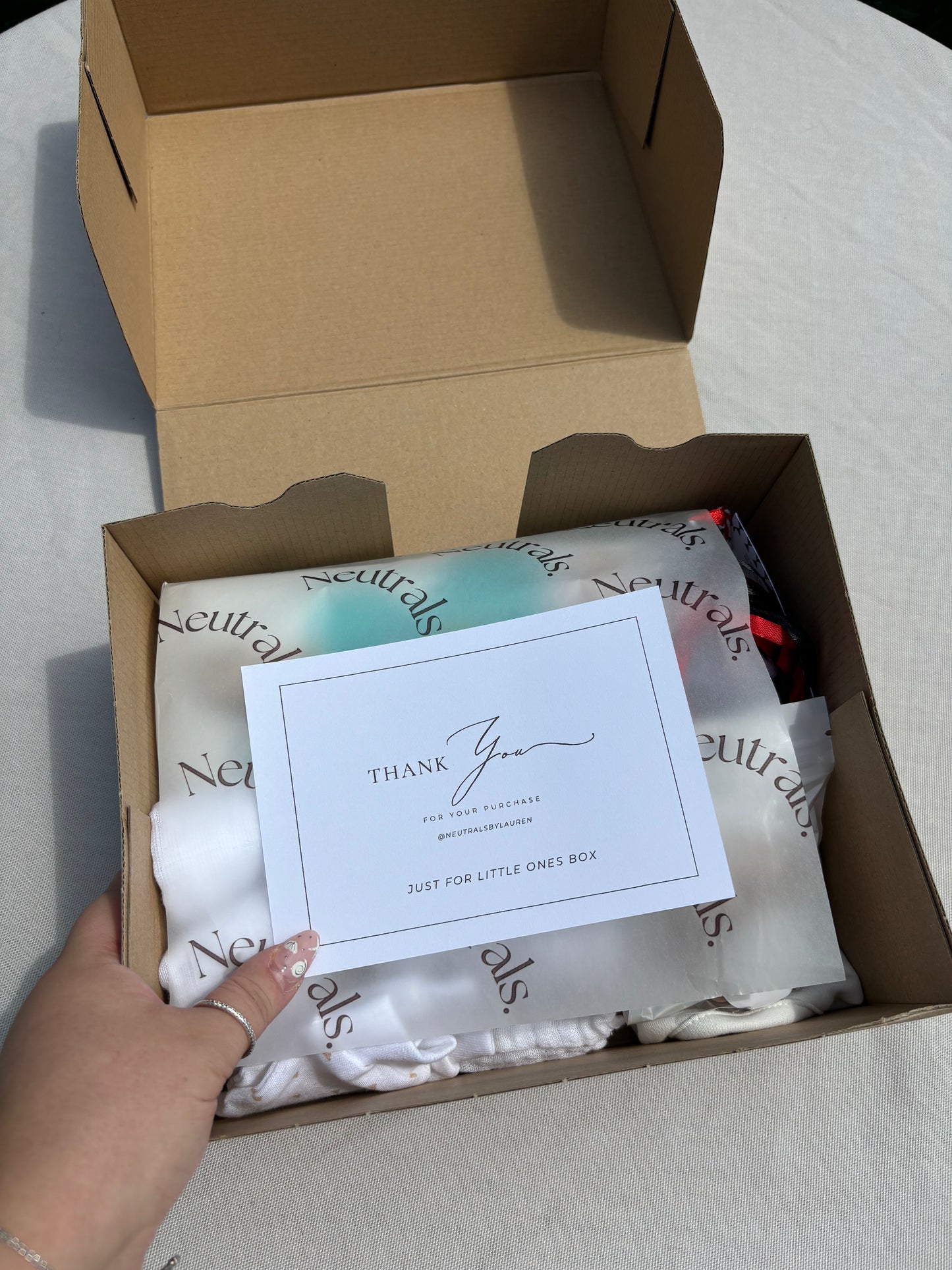 Closed care package so you know what it looks like when you first open the box