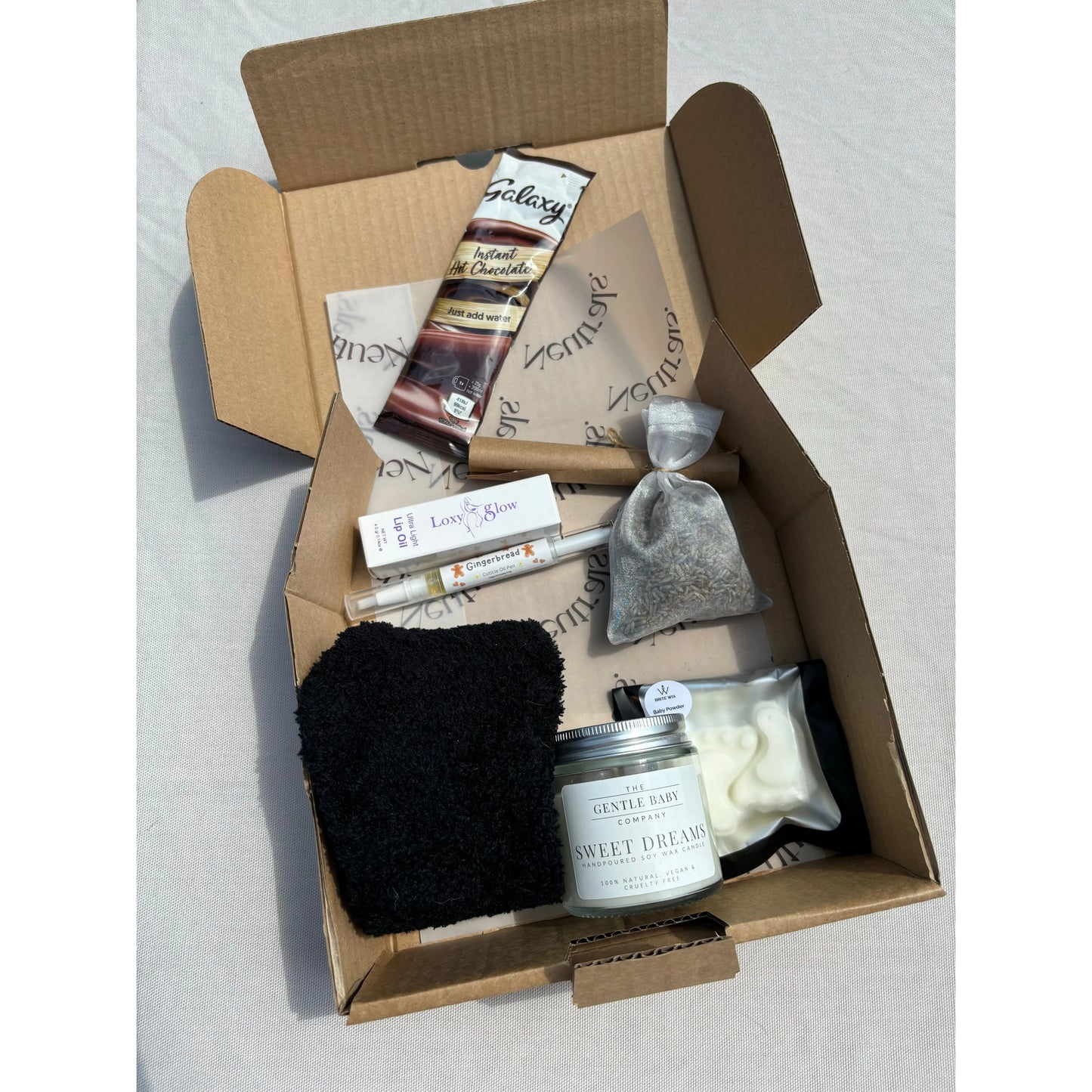 opened care package so you can see what is inside the box and what to expect