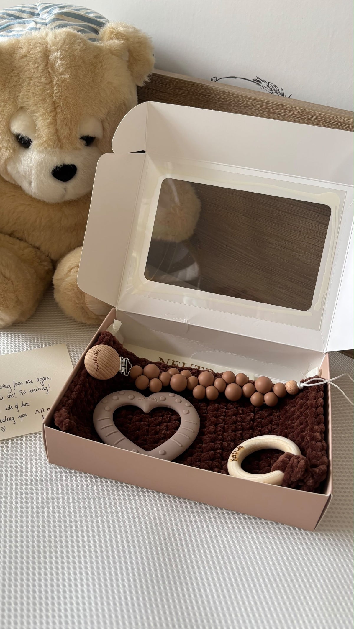 Baby Gift Box – Comforter, Teether & Dummy Clip