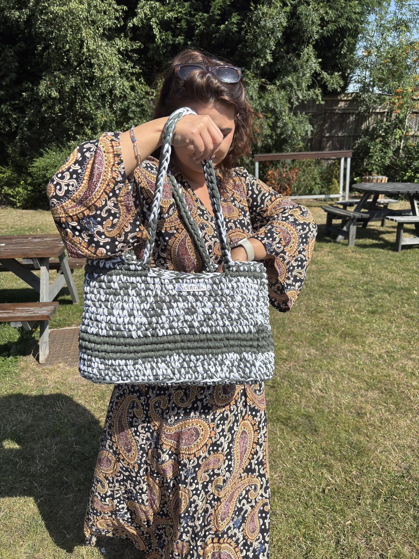 Large Crochet Beach Bag - T-Shirt Yarn