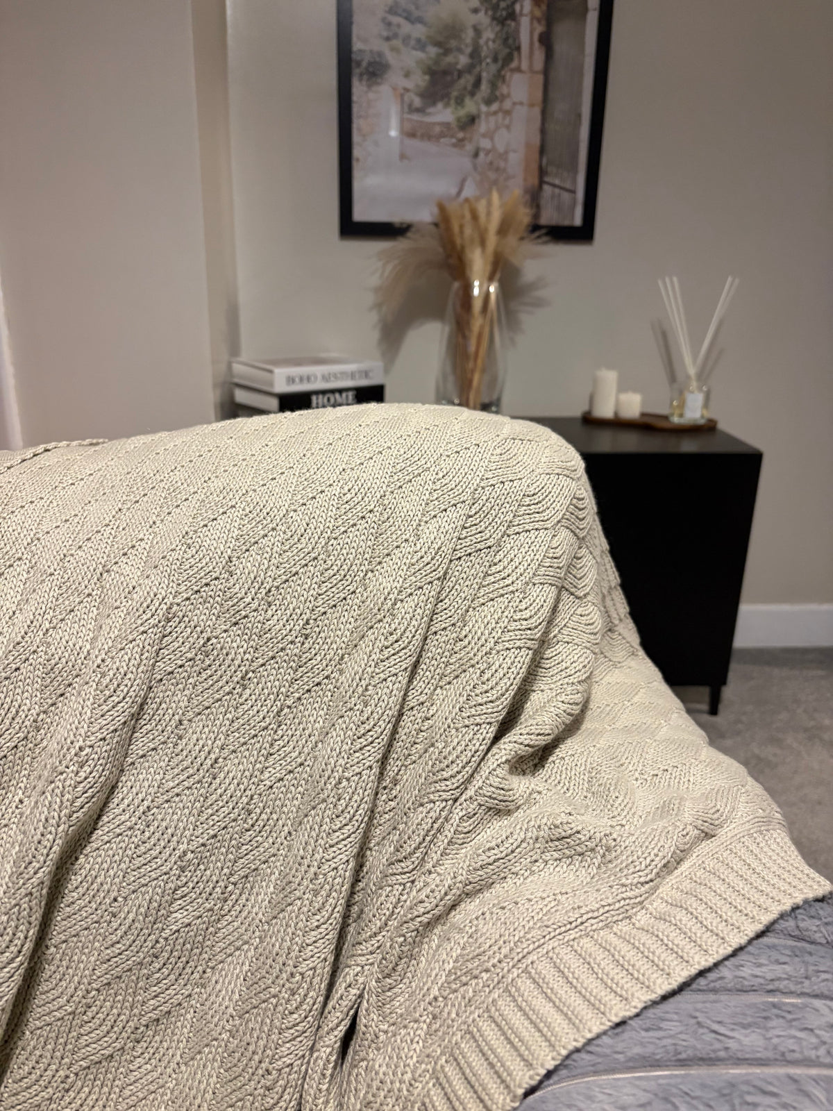 Knitted Look Baby Blanket – Soft Neutral Baby Blanket