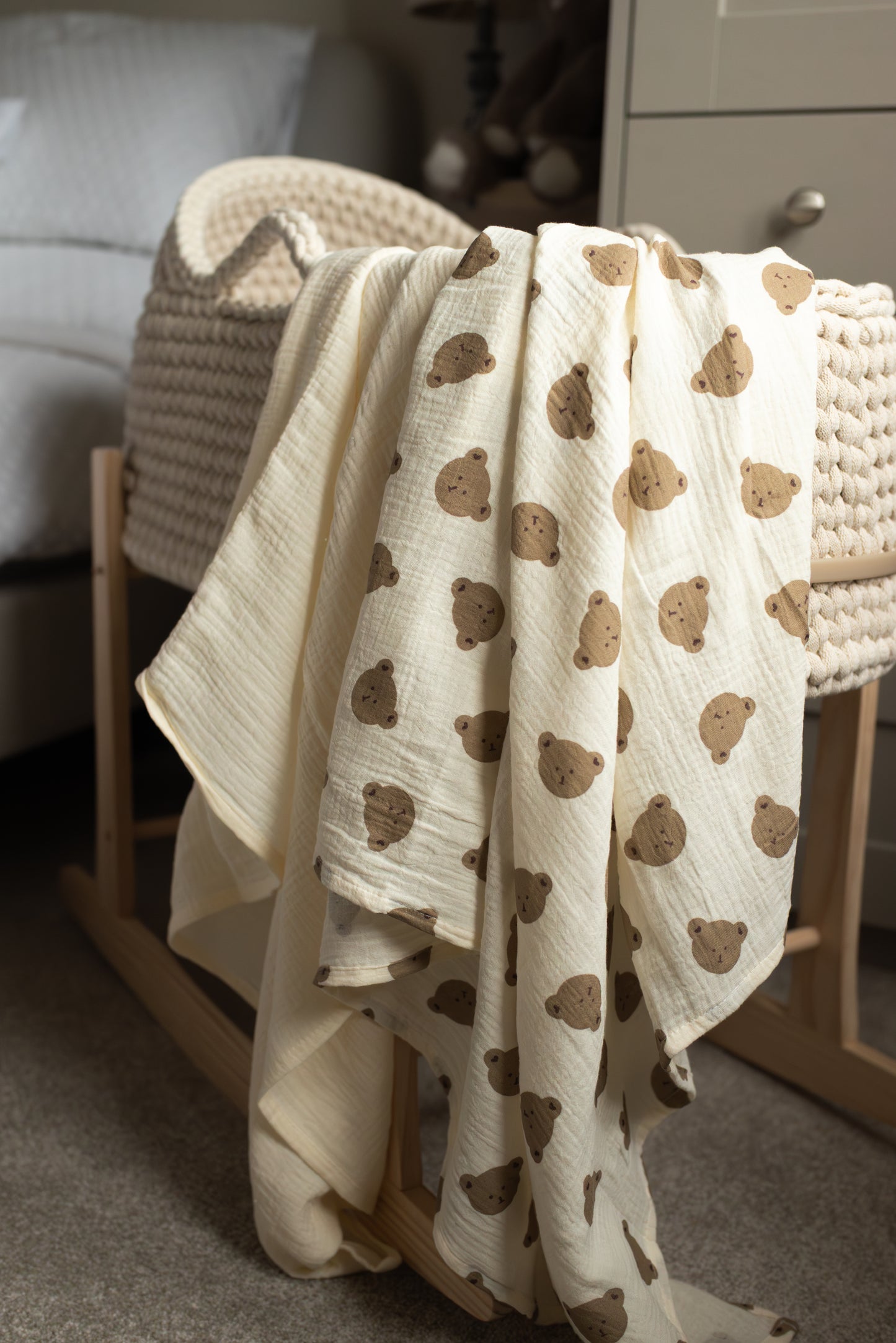 2-Pack Large Neutral Baby Muslin Cloths – Choose Your Colour Combo (Cream, Teddy & Rainbow)