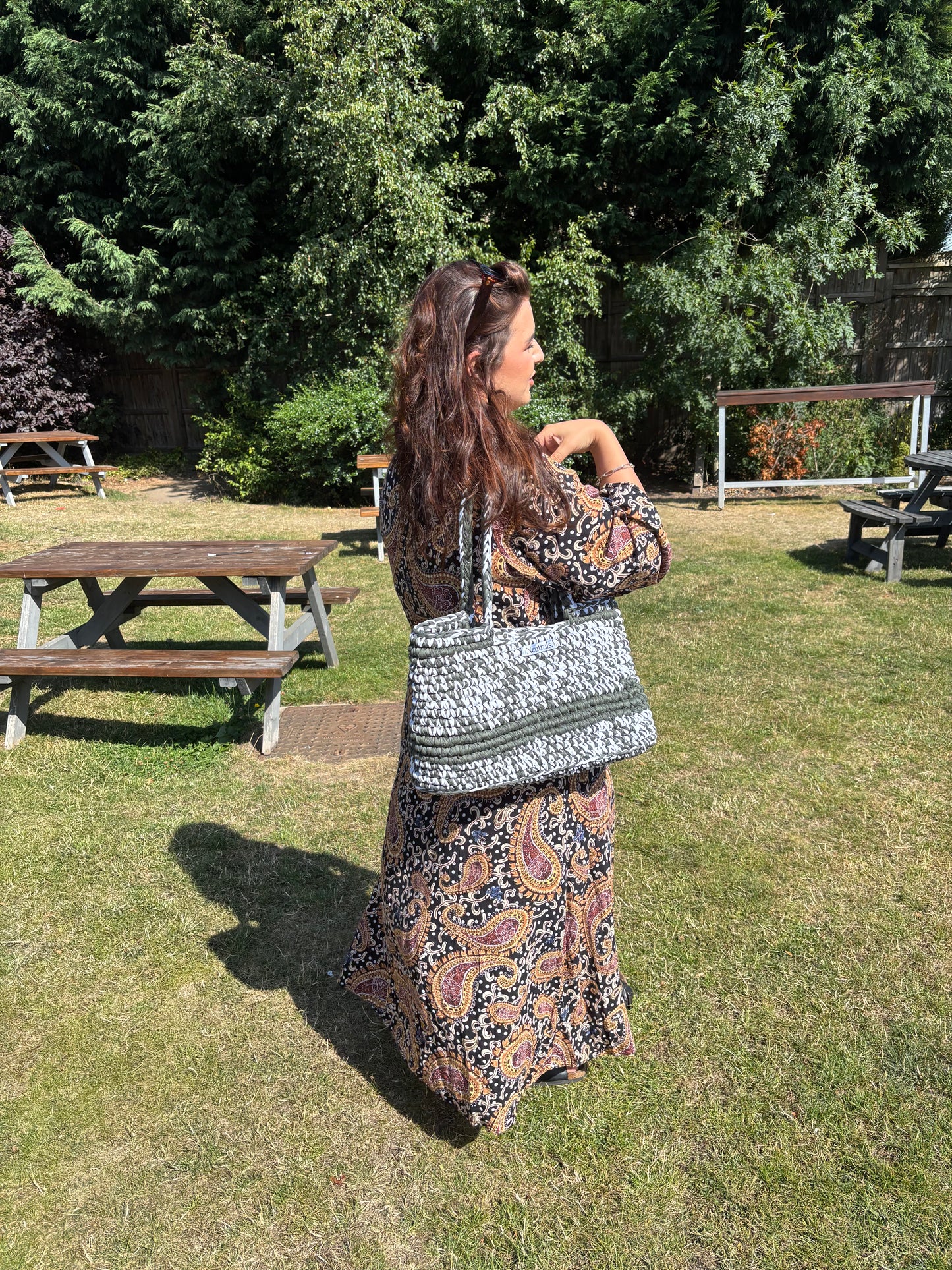 Large Crochet Beach Bag - T-Shirt Yarn