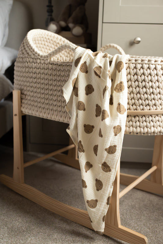 2-Pack Large Neutral Baby Muslin Cloths – Choose Your Colour Combo (Cream, Teddy & Rainbow)