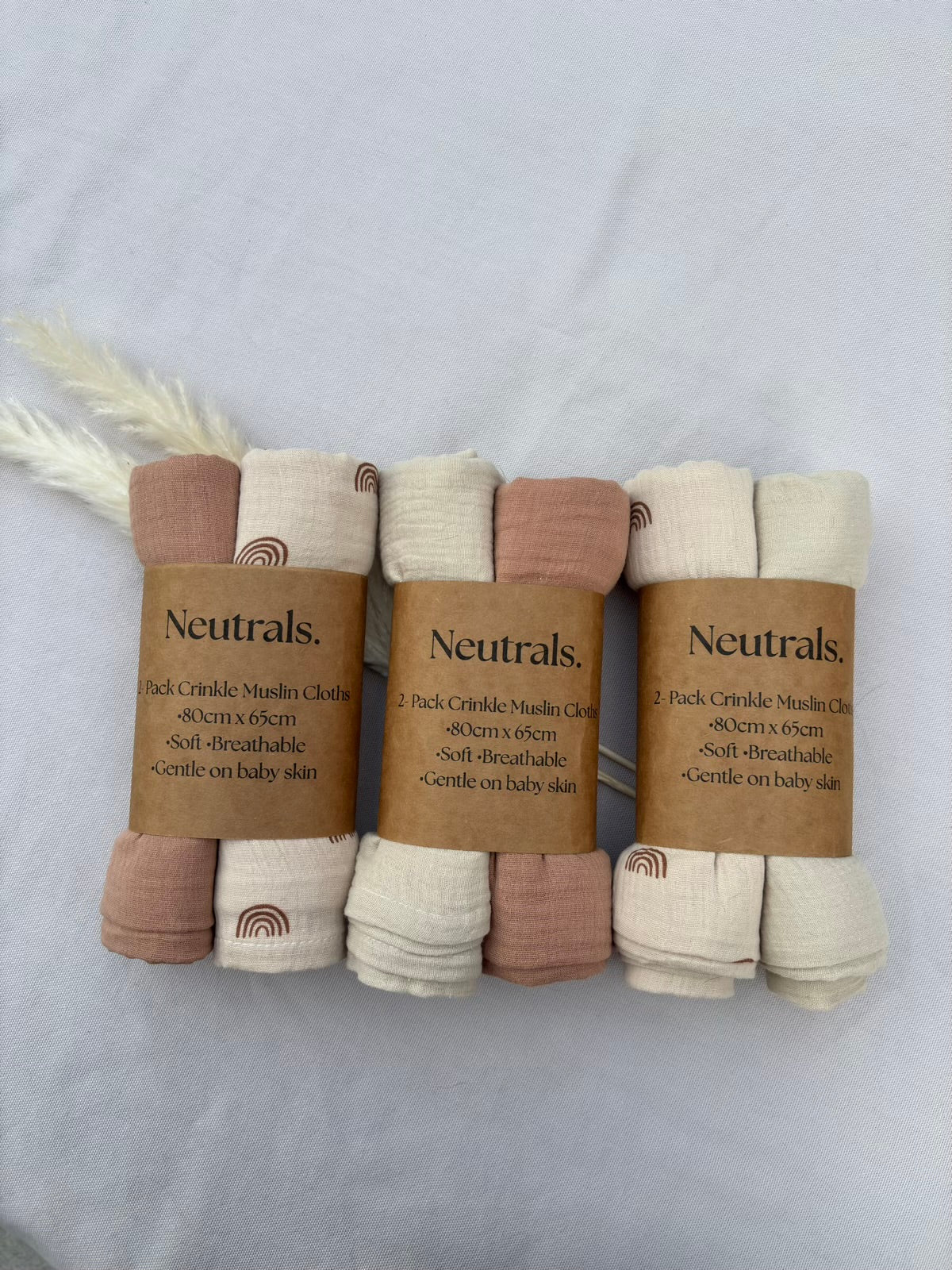2-Pack Neutral Baby Muslin Cloths – Choose Your Colour Combo (Terracotta, Beige, Rainbow)