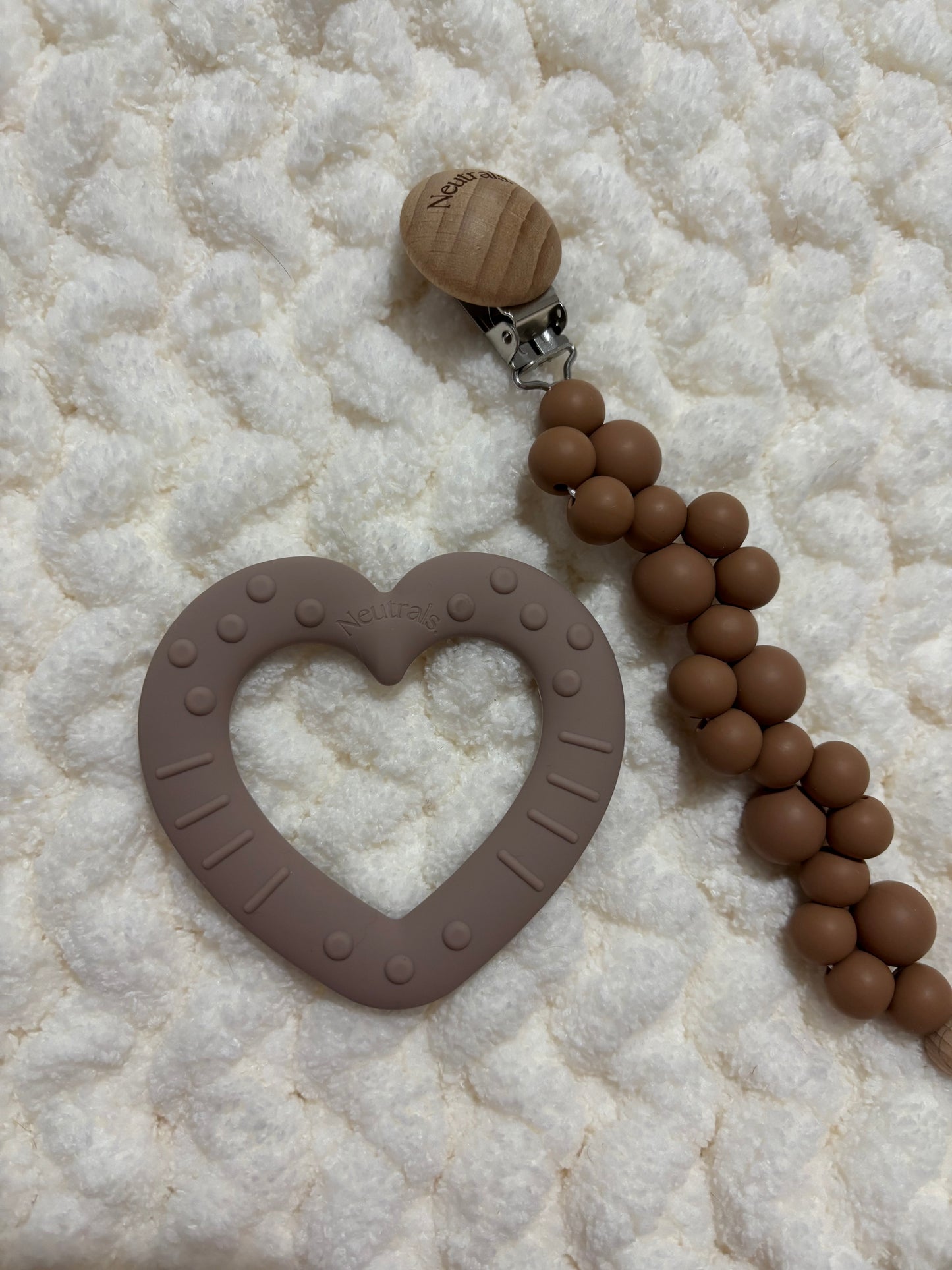 Heart Baby Teether – BPA Free Silicone, Neutral Colours