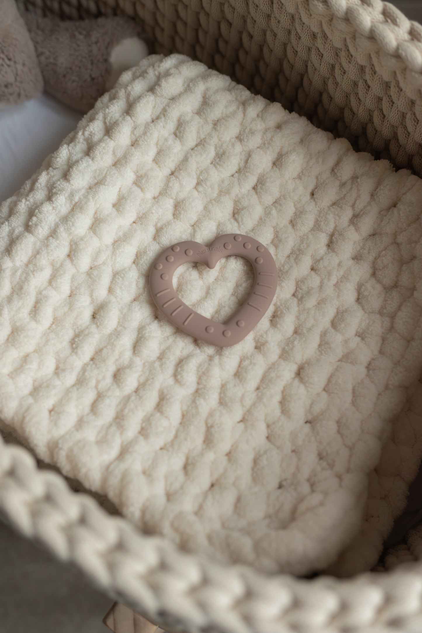 Heart Baby Teether – BPA Free Silicone, Neutral Colours