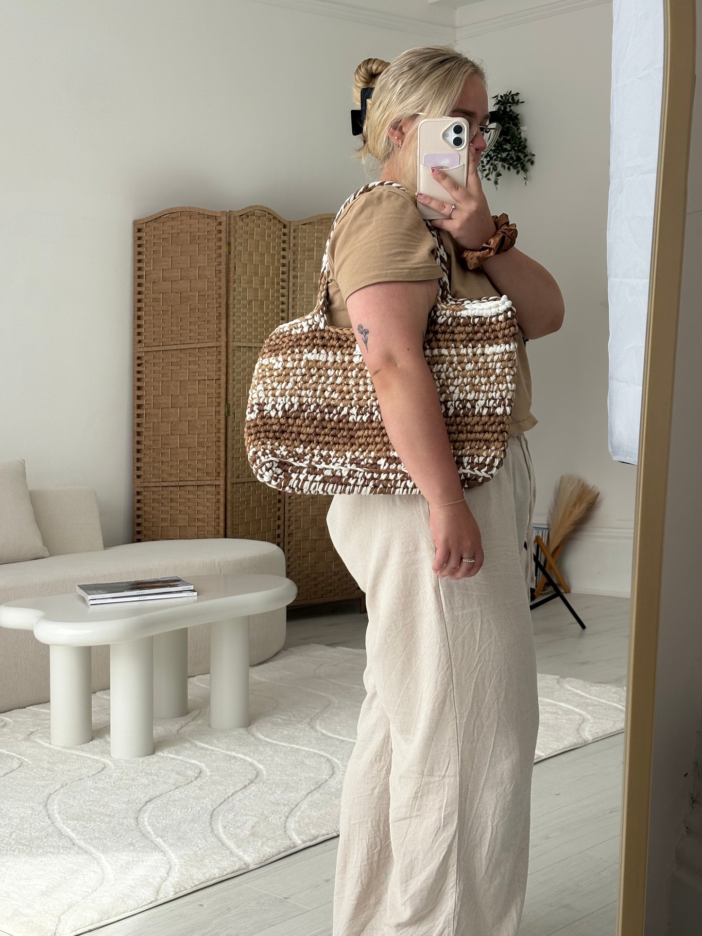 Neutral Crochet Tote Bag