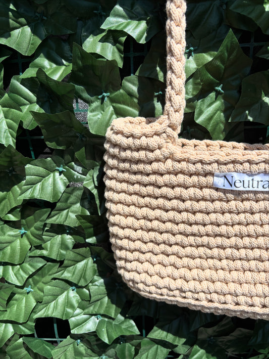 Small Crochet Beach Bag – Natural Cotton Blend