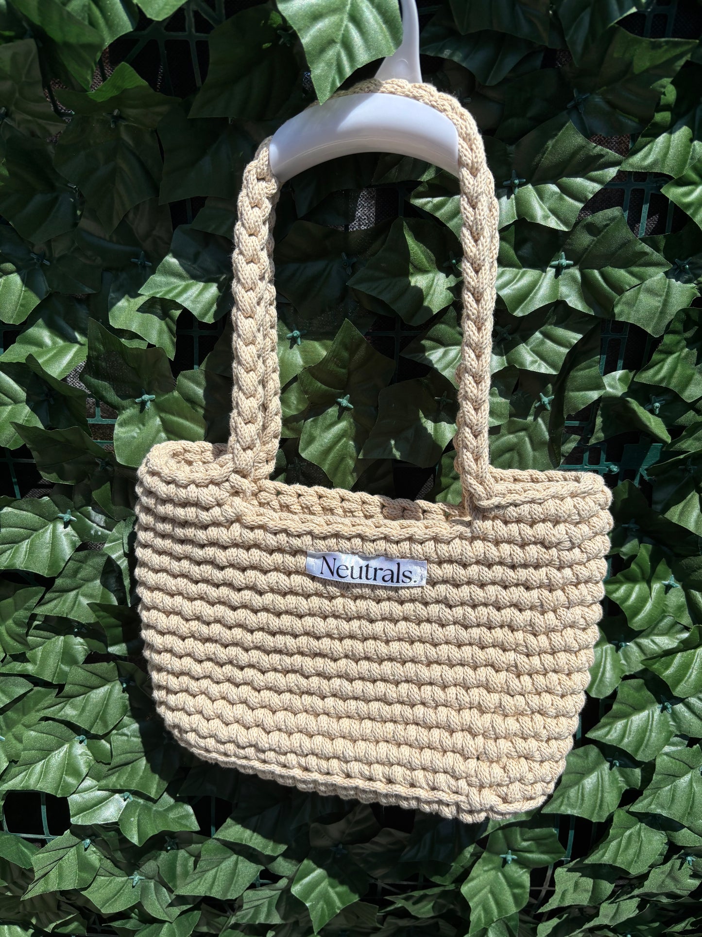 Small Crochet Beach Bag – Natural Cotton Blend