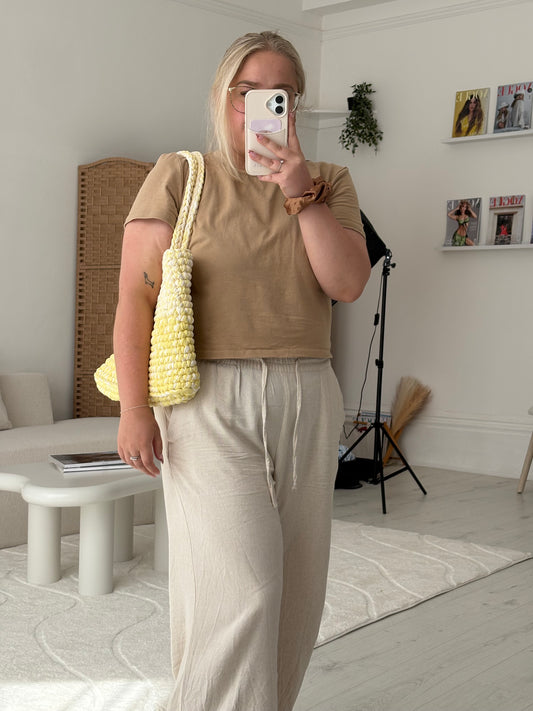 Butter Yellow Crochet Tote Bag