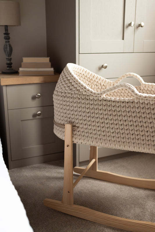 Handmade Neutral Hooded Moses Basket
