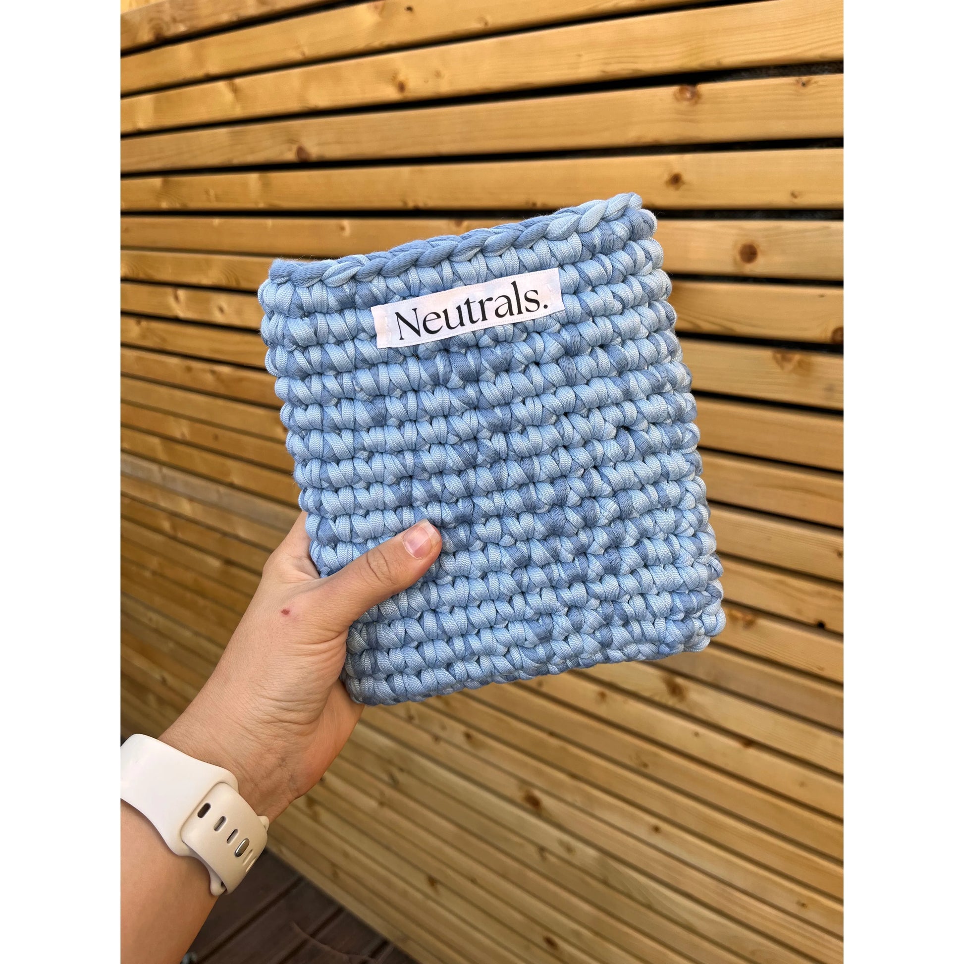 two shades of blue 7 inch kindle case handmade with crochet
