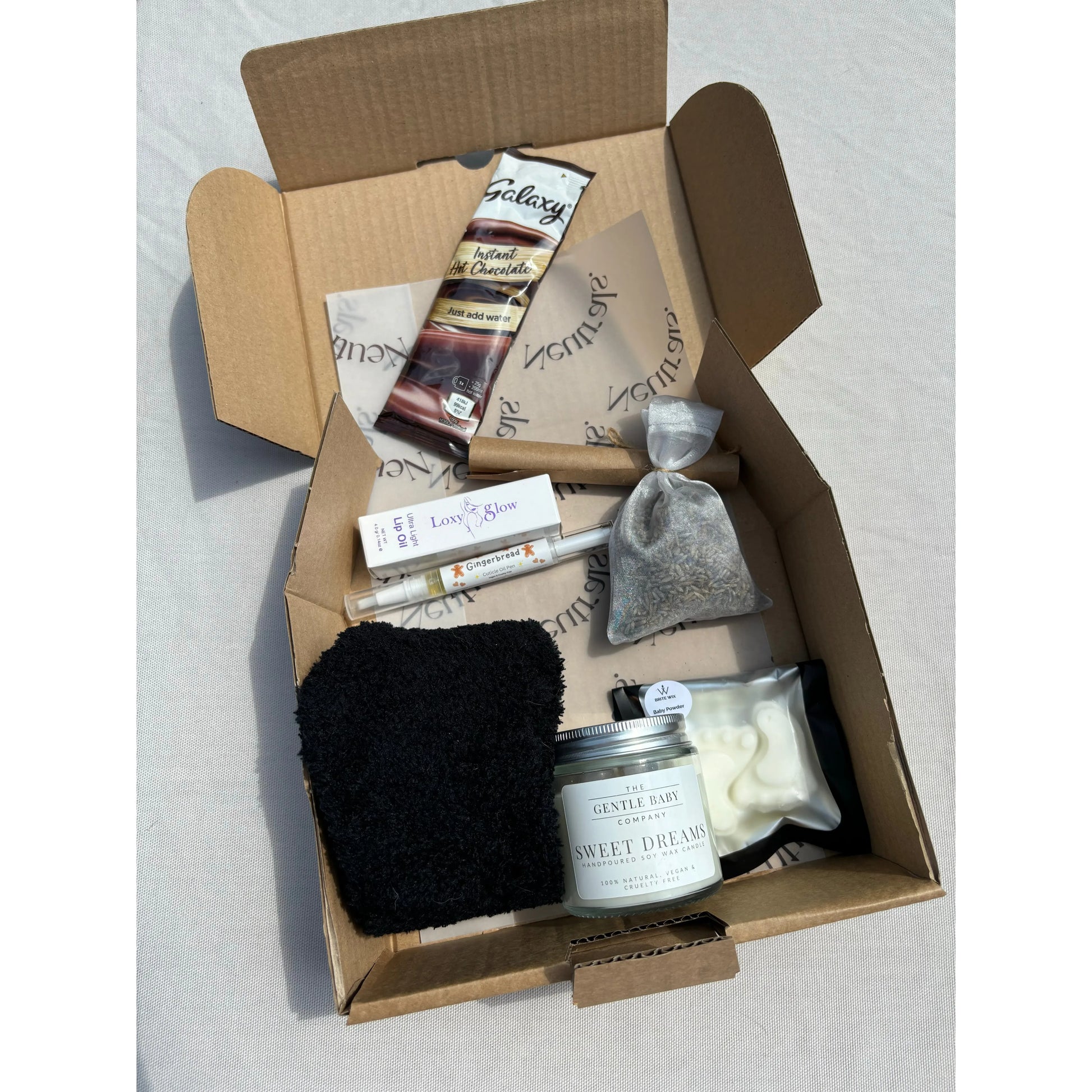 opened care package so you can see what is inside the box and what to expect