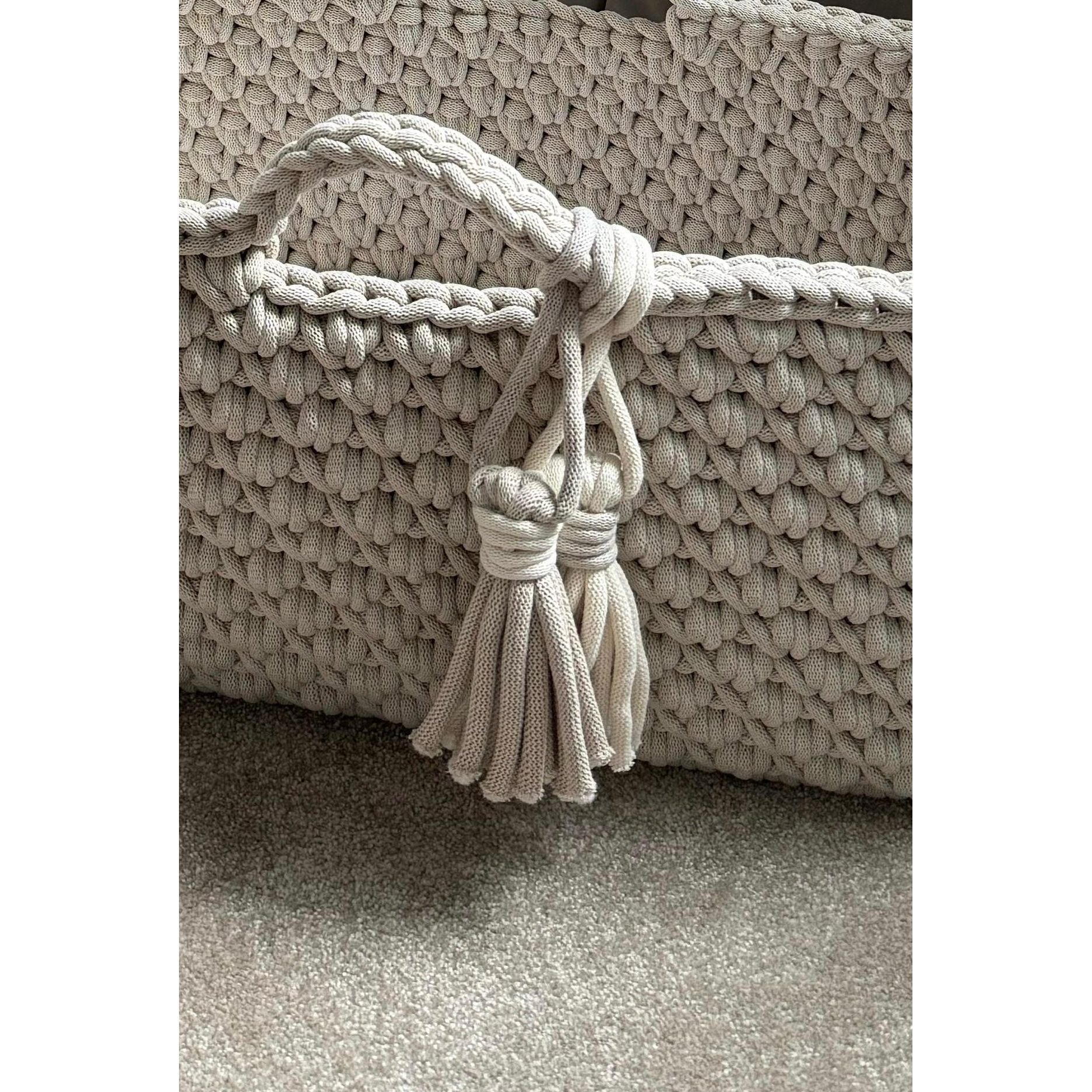 Close up of the tassels so you can see what they look like on the basket