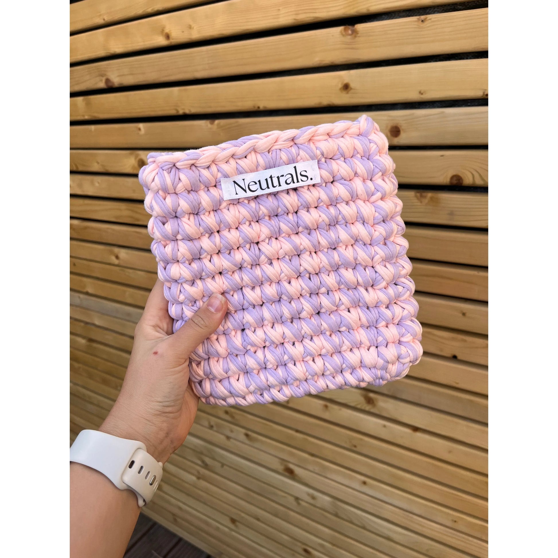 7 inch handmade crochet kindle case in pink and purple