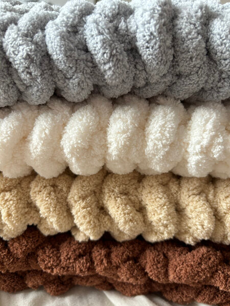 Close up of 4 of the colours i have in the super chunky blankets